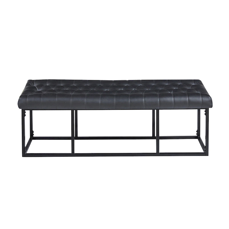 White / Brown / Green / Black Faux Leather Accent Bench, Metal Frame, Single Seat