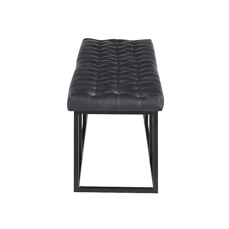 White / Brown / Green / Black Faux Leather Accent Bench, Metal Frame, Single Seat