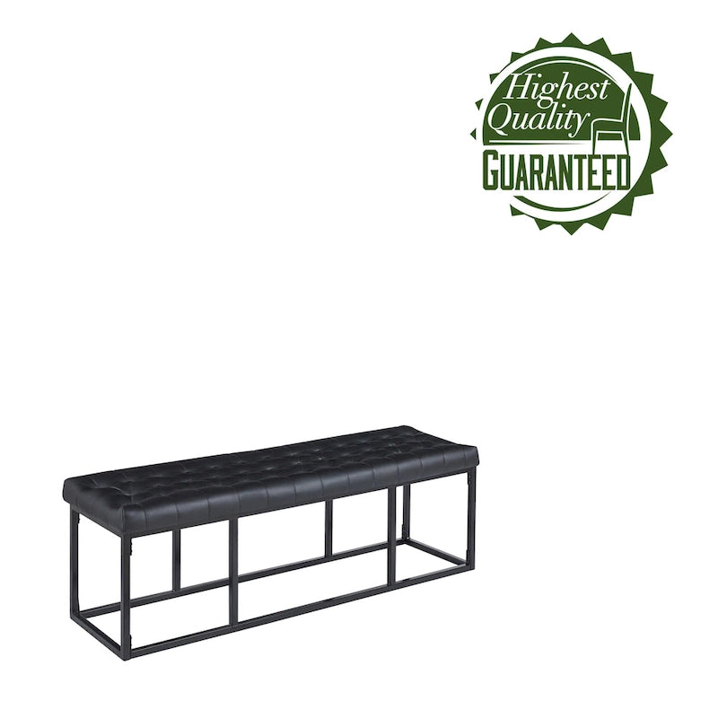White / Brown / Green / Black Faux Leather Accent Bench, Metal Frame, Single Seat