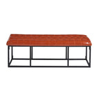 White / Brown / Green / Black Faux Leather Accent Bench, Metal Frame, Single Seat