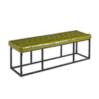 White / Brown / Green / Black Faux Leather Accent Bench, Metal Frame, Single Seat