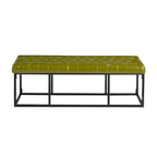 White / Brown / Green / Black Faux Leather Accent Bench, Metal Frame, Single Seat