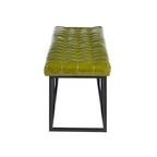 White / Brown / Green / Black Faux Leather Accent Bench, Metal Frame, Single Seat