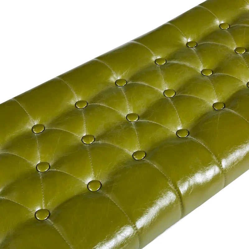 White / Brown / Green / Black Faux Leather Accent Bench, Metal Frame, Single Seat