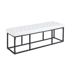 White / Brown / Green / Black Faux Leather Accent Bench, Metal Frame, Single Seat