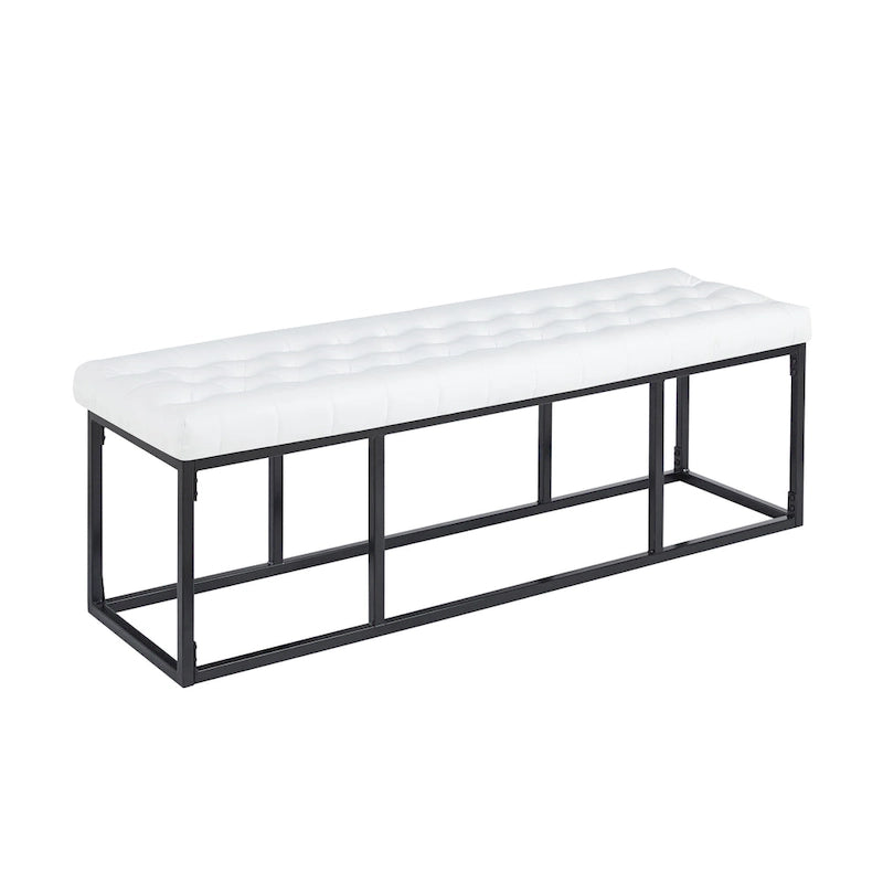 White / Brown / Green / Black Faux Leather Accent Bench, Metal Frame, Single Seat