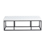 White / Brown / Green / Black Faux Leather Accent Bench, Metal Frame, Single Seat