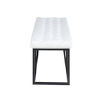 White / Brown / Green / Black Faux Leather Accent Bench, Metal Frame, Single Seat