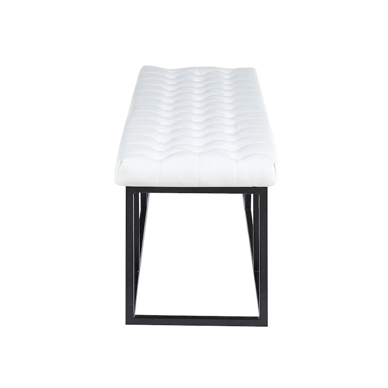 White / Brown / Green / Black Faux Leather Accent Bench, Metal Frame, Single Seat