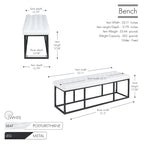 White / Brown / Green / Black Faux Leather Accent Bench, Metal Frame, Single Seat