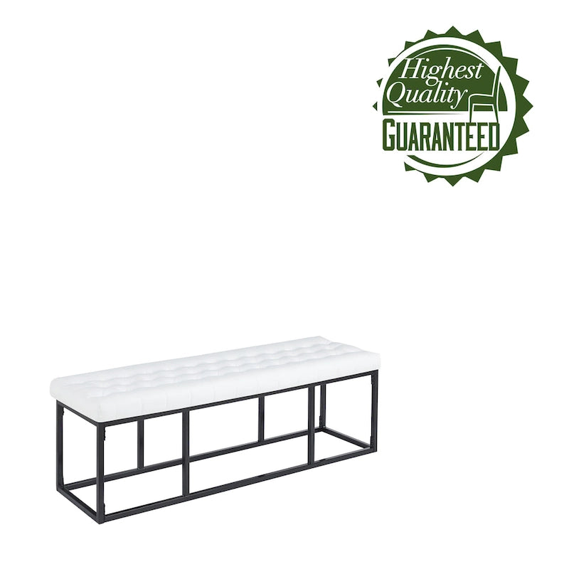 White / Brown / Green / Black Faux Leather Accent Bench, Metal Frame, Single Seat