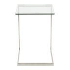 Stainless Steel / Black & Clear Glass End Table with Shelf, 1-Piece