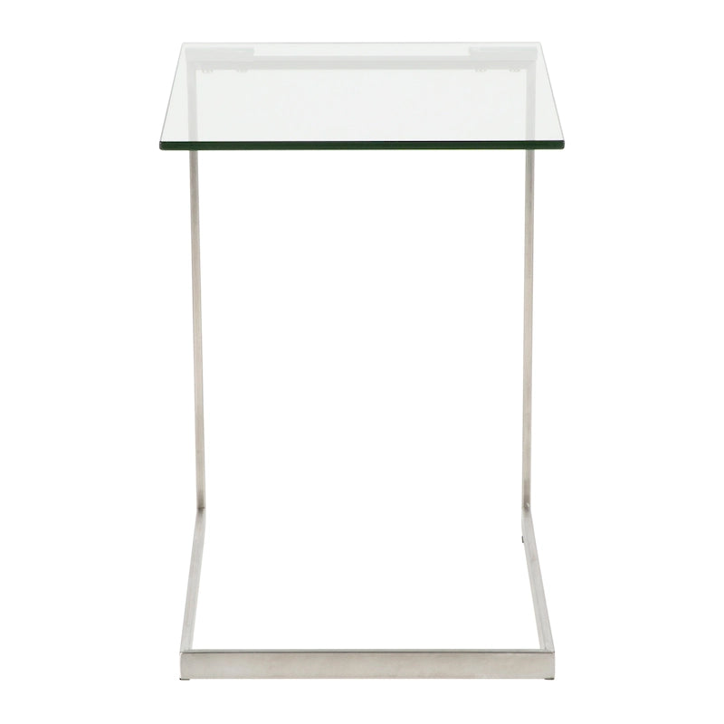 Stainless Steel / Black & Clear Glass End Table with Shelf, 1-Piece