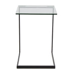 Stainless Steel / Black & Clear Glass End Table with Shelf, 1-Piece
