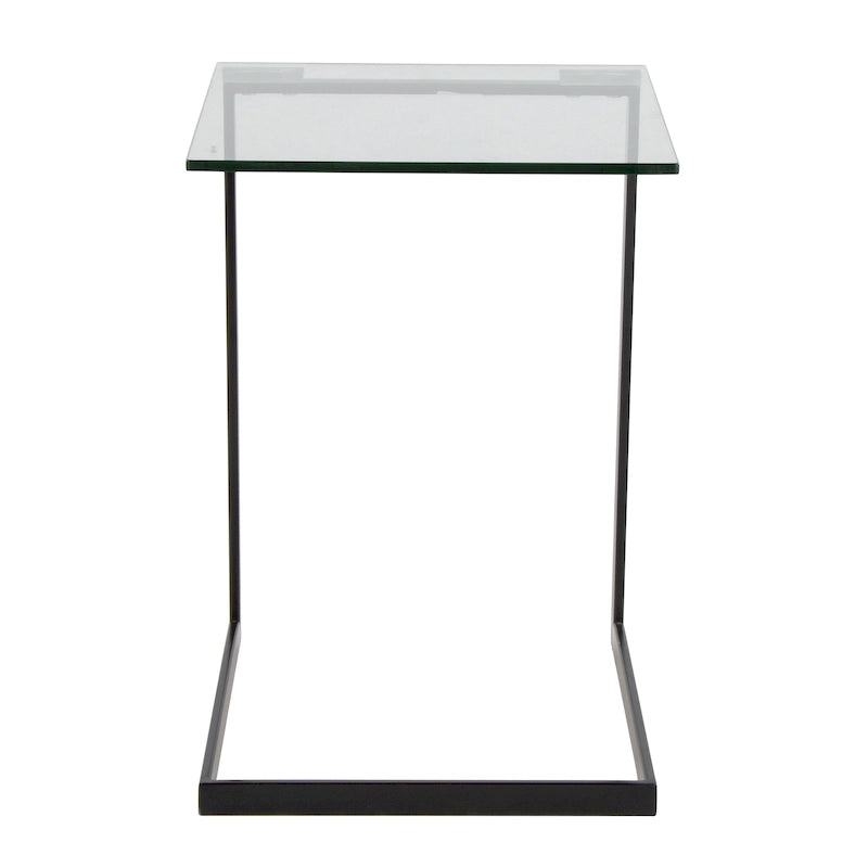 Stainless Steel / Black & Clear Glass End Table with Shelf, 1-Piece