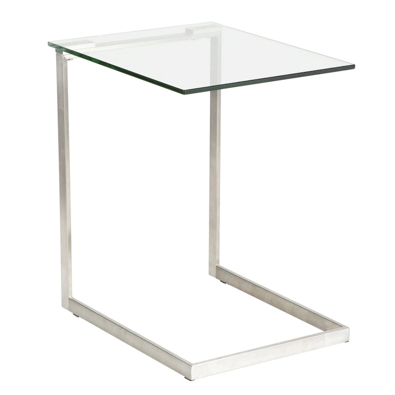 Stainless Steel / Black & Clear Glass End Table with Shelf, 1-Piece