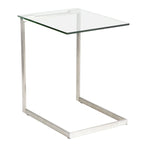 Stainless Steel / Black & Clear Glass End Table with Shelf, 1-Piece