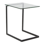 Stainless Steel / Black & Clear Glass End Table with Shelf, 1-Piece