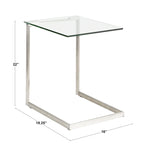 Stainless Steel / Black & Clear Glass End Table with Shelf, 1-Piece