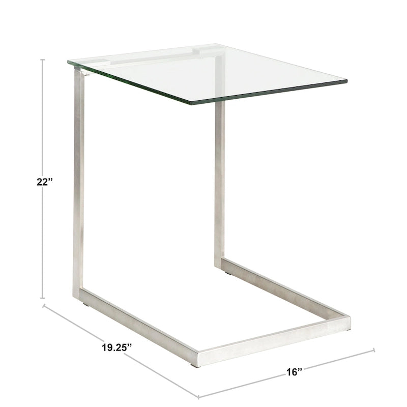 Stainless Steel / Black & Clear Glass End Table with Shelf, 1-Piece