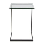 Stainless Steel / Black & Clear Glass End Table with Shelf, 1-Piece