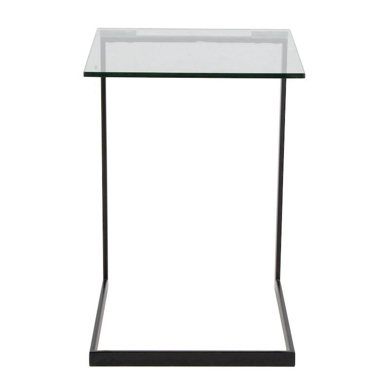 Stainless Steel / Black & Clear Glass End Table with Shelf, 1-Piece