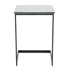 Stainless Steel / Black & Clear Glass End Table with Shelf, 1-Piece
