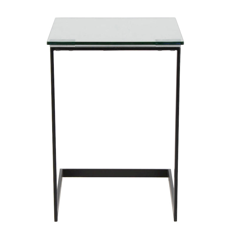 Stainless Steel / Black & Clear Glass End Table with Shelf, 1-Piece