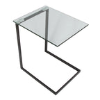 Stainless Steel / Black & Clear Glass End Table with Shelf, 1-Piece