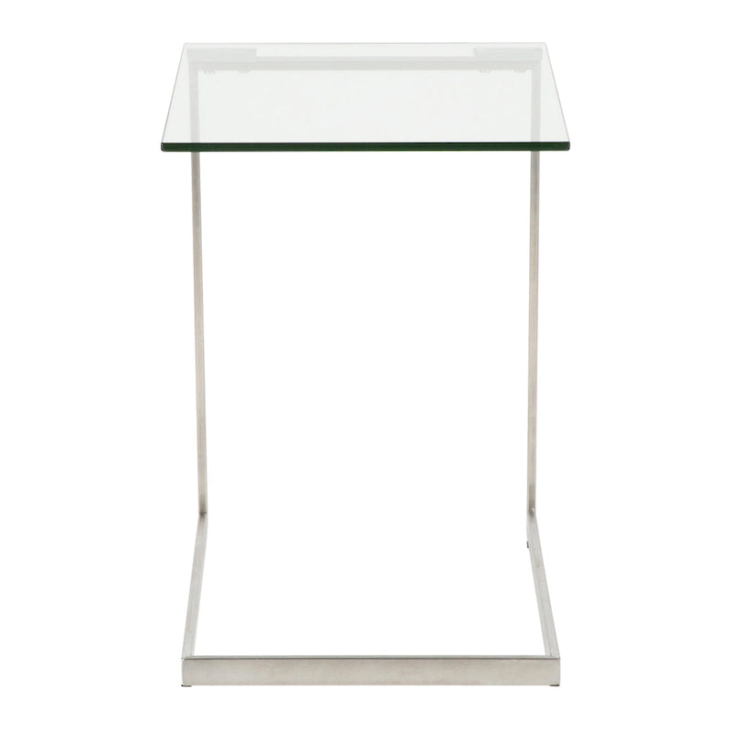 Stainless Steel / Black & Clear Glass End Table with Shelf, 1-Piece