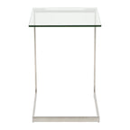 Stainless Steel / Black & Clear Glass End Table with Shelf, 1-Piece