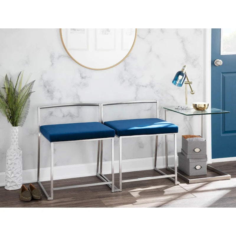 Stainless Steel / Black & Clear Glass End Table with Shelf, 1-Piece