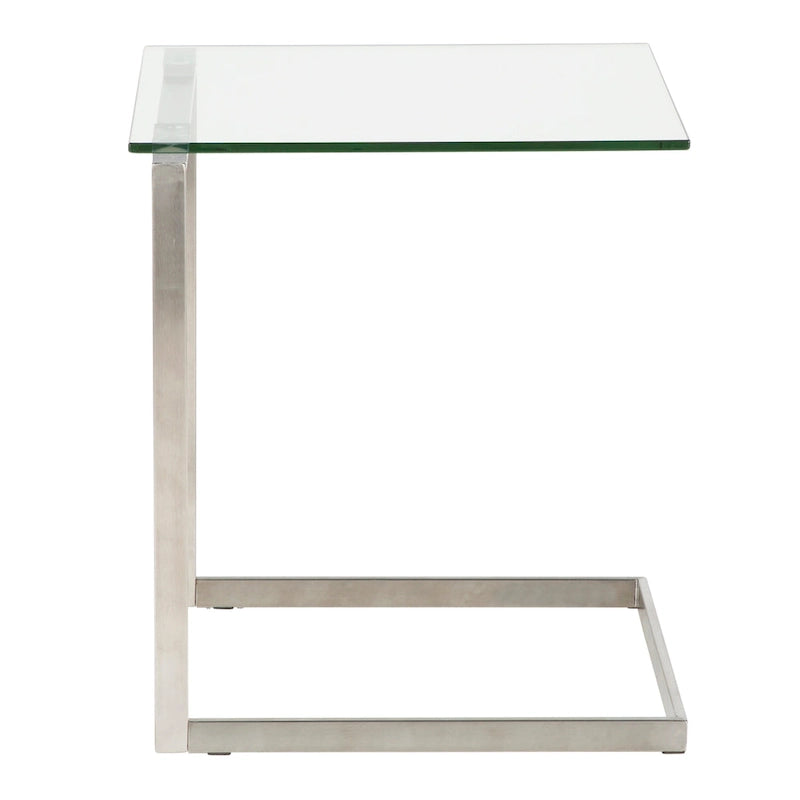 Stainless Steel / Black & Clear Glass End Table with Shelf, 1-Piece