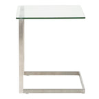 Stainless Steel / Black & Clear Glass End Table with Shelf, 1-Piece
