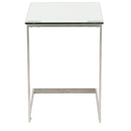 Stainless Steel / Black & Clear Glass End Table with Shelf, 1-Piece