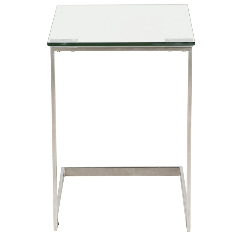 Stainless Steel / Black & Clear Glass End Table with Shelf, 1-Piece