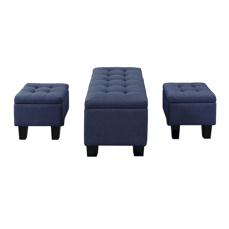 Mid-Century Modern Tufted Storage Lift Top Bench