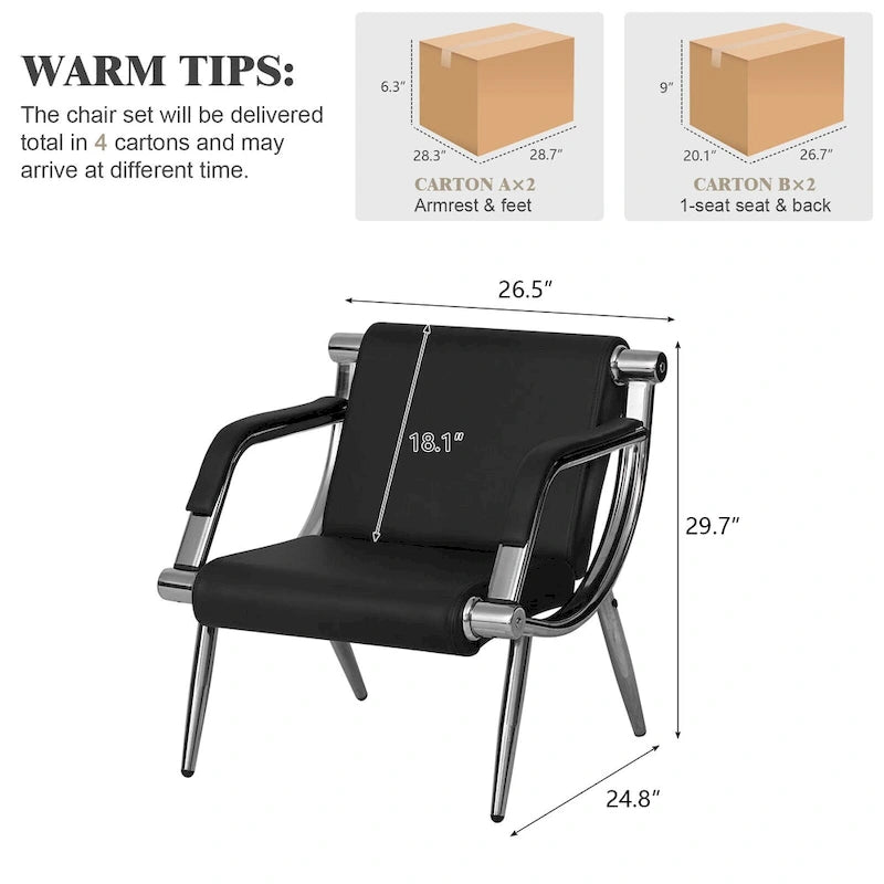 Black / Blue PU Leather Reception Bench – 1, 2, 3 or 4-Seat