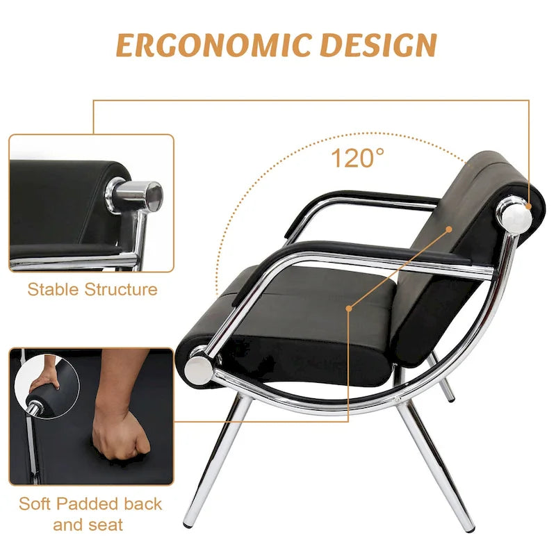 Black / Blue PU Leather Reception Bench – 1, 2, 3 or 4-Seat