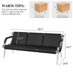 Black / Blue PU Leather Reception Bench – 1, 2, 3 or 4-Seat