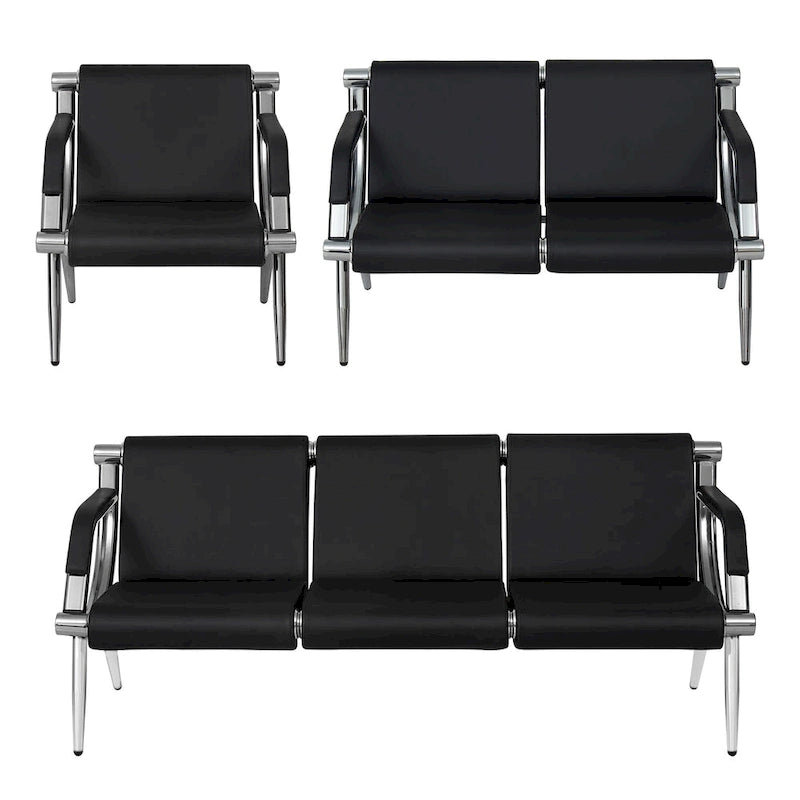 Black / Blue PU Leather Reception Bench – 1, 2, 3 or 4-Seat