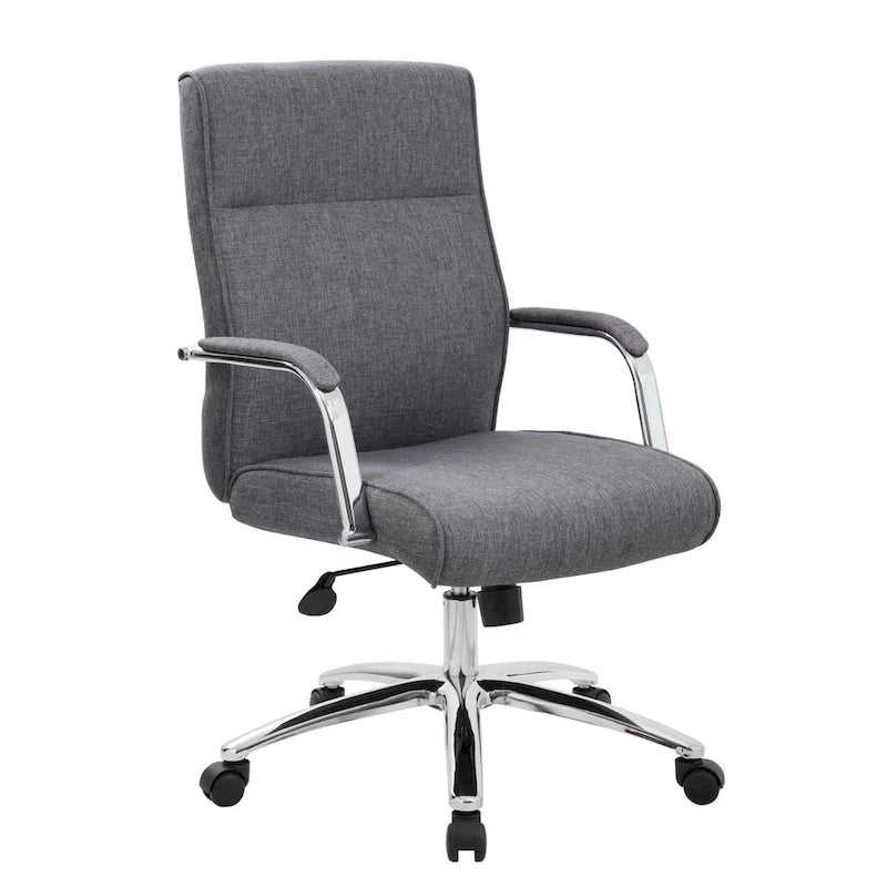 Grey Linen / White / Black Executive Conference Chair, Single Seat