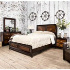 Walnut & Acacia Two-Tone Panel Bed | Full, Queen, King, Cal King