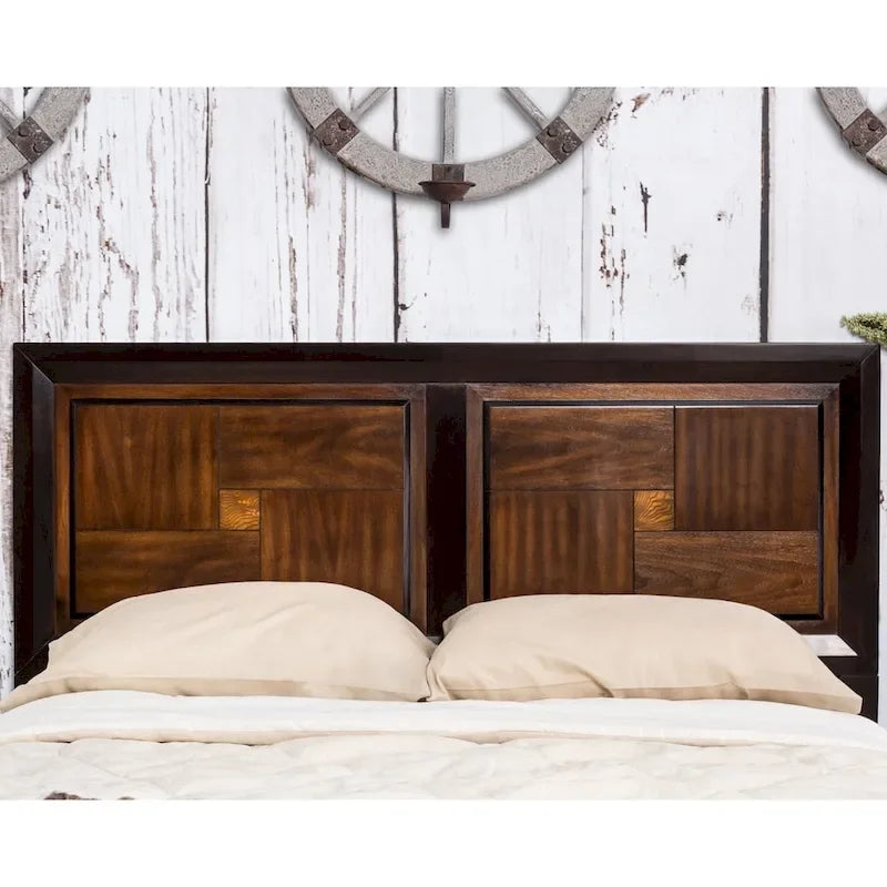 Walnut & Acacia Two-Tone Panel Bed | Full, Queen, King, Cal King