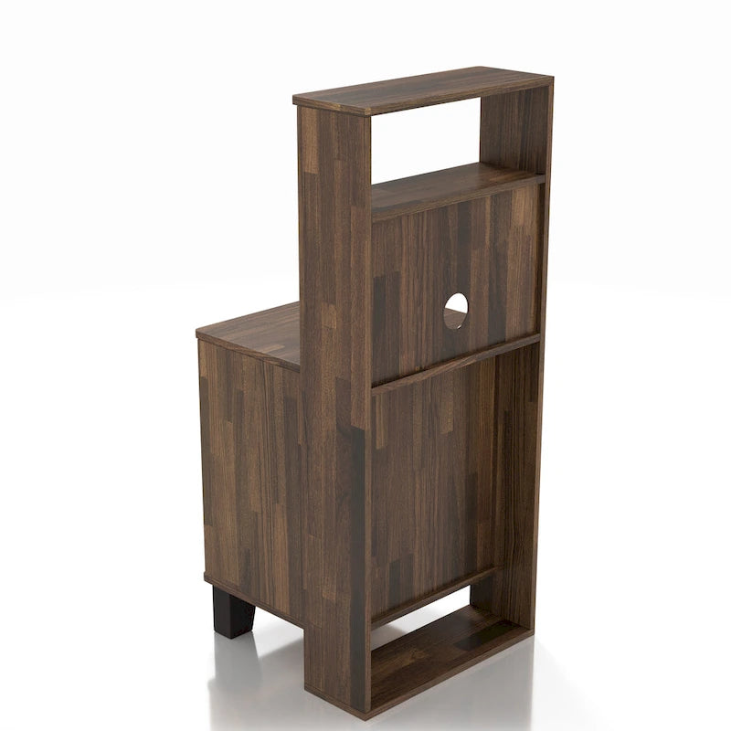 DH BASIC Transitional Compact 3-Shelf Single-Drawer Nightstand by Denhour