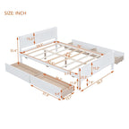 Full Size Wood Platform Bed with 4 Drawers and Streamlined Headboard