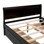 Full Size Wood Platform Bed with 4 Drawers and Streamlined Headboard