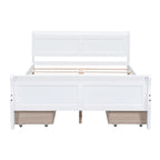 Full Size Wood Platform Bed with 4 Drawers and Streamlined Headboard