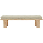 Beige Linen Tufted Cushion Bench, Ashwood Base, 2-Color Options, 1-Seat