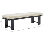 Beige Linen Tufted Cushion Bench, Ashwood Base, 2-Color Options, 1-Seat